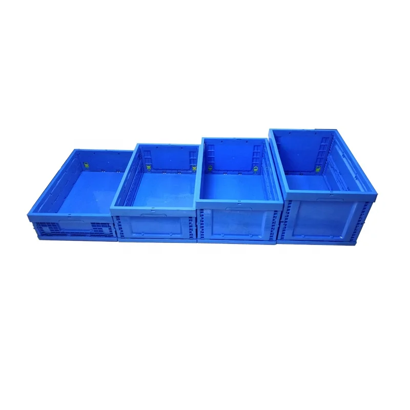 PP Plastic heavy duty folding plastic storage solid box with lid plastic collapsible crates with lid