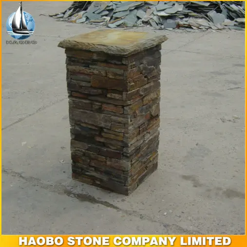 
Stacked Column Box, Garden Culture Stone Pillar 