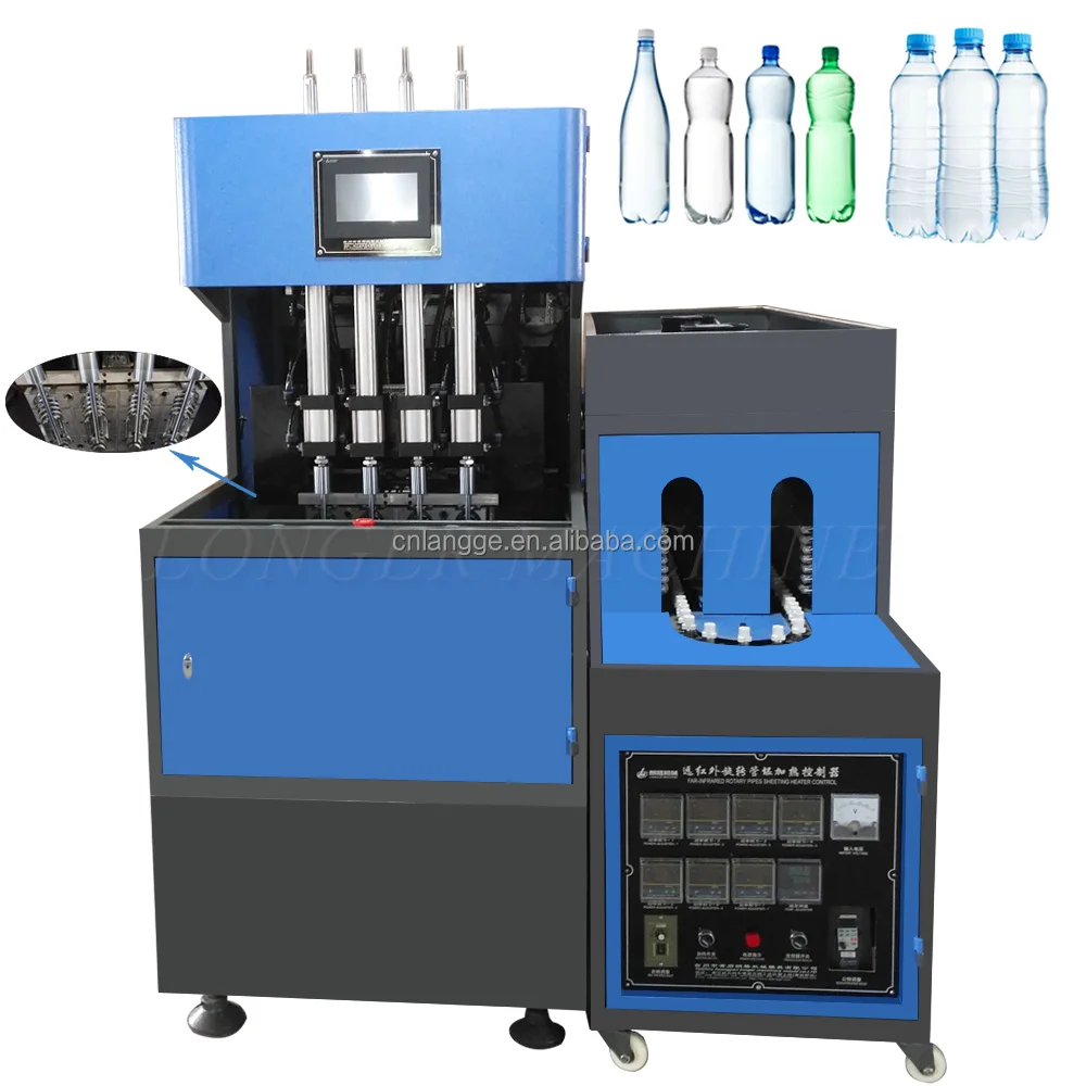 
Semi Automatic 4 Cavity 500ML Small Plastic Bottle Making Machine / PET Bottle Blower / Blowing Bottle Machine 
