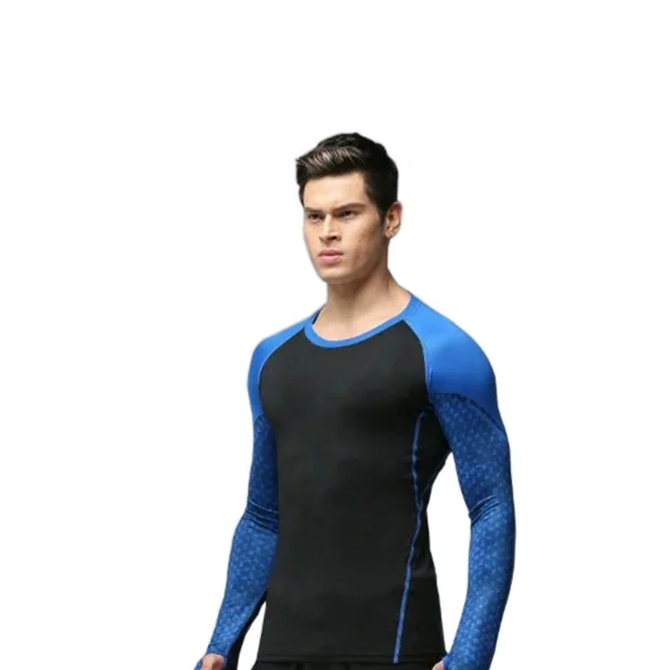 Ptsports young design long sleeves tight gym wear outdoor athletic sportswear men compression tights two pieces fitness set