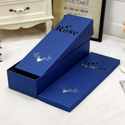 Luxury custom logo long stem rose flowers gift packaging box