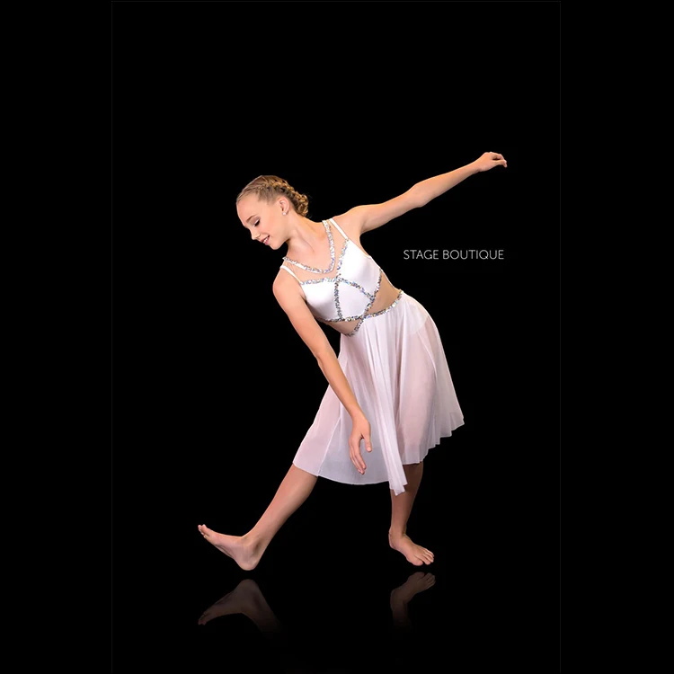 New Sequin Lace Bodice Lyrical Dance Costume Ballet Dress Dance Skirt Women Girl Dance Dress