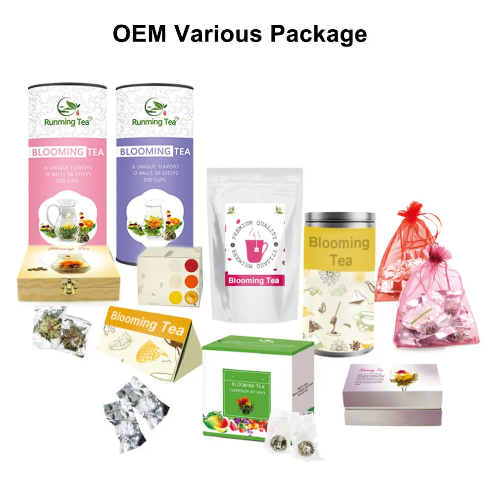
Guangzhou Runming Tea Co.,ltd Handcrafted Flowering Tea Bag Packaging Organic Blooming Flower 108 Tea 