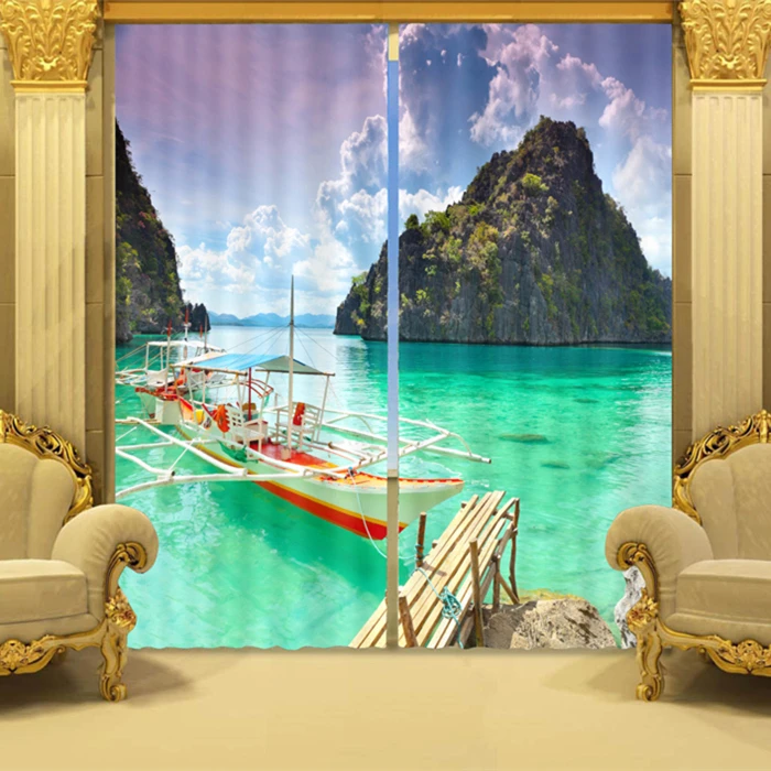 
Home Textile 100% Polyester Blackout 3D Printed Door Air Wall Covering Window Curtain 