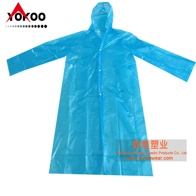 54g PE disposable rain coat with sleeves for travel
