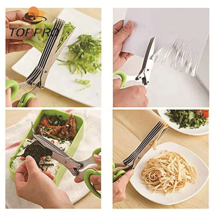 
Multi home 5 blades Spice Shredder Kitchen herb scissors shears chopped green onion cutter 
