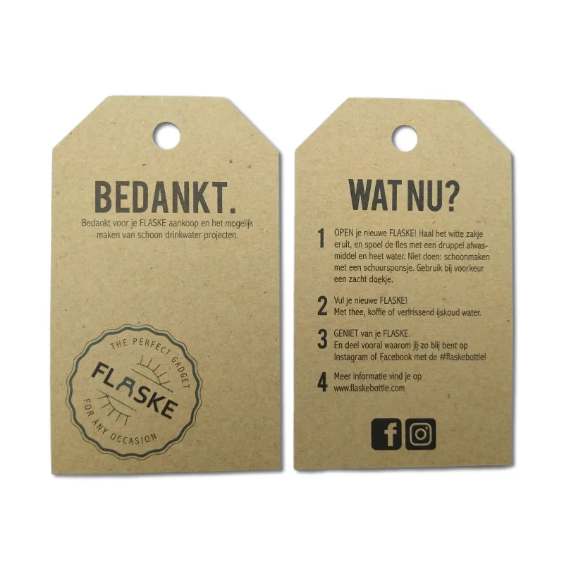 Custom paper gift hang tag company logo printing hang tag