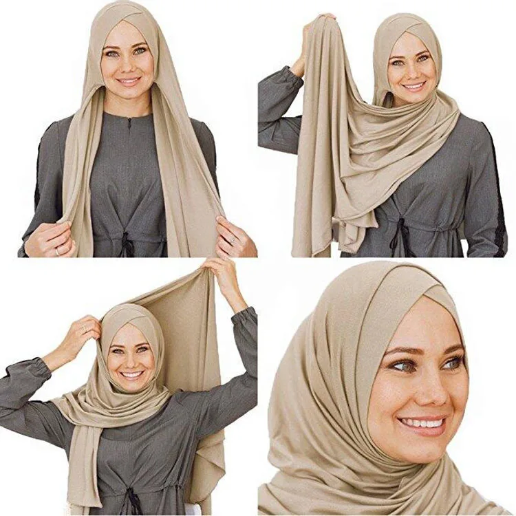 Hijab Headwear Full Cover Underscarf Hijab Muslim Quality Hijab Inner Neck Chest Plain Hat Cap Scarf Bonnet 20 Colors