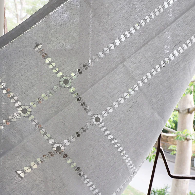
CL001: classic white ramie/cotton hand made / handmade drawn thread work curtain 