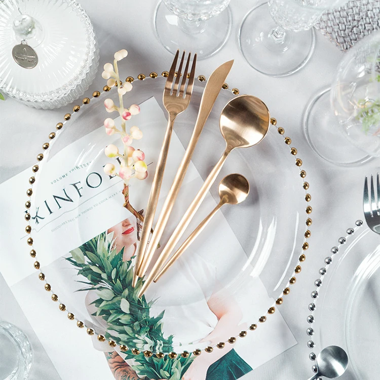 European Glass Transparent Dinner Plates Portugal Luxury Flatware Set Dinnerware Set