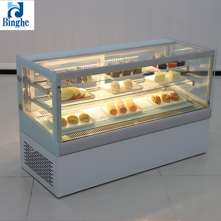 
binghe new design pastry cake bread display refrigerator arc glass door cooling showcase 