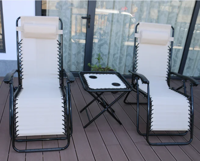 high quality powder coating unique style white Zero gravity chair and table set