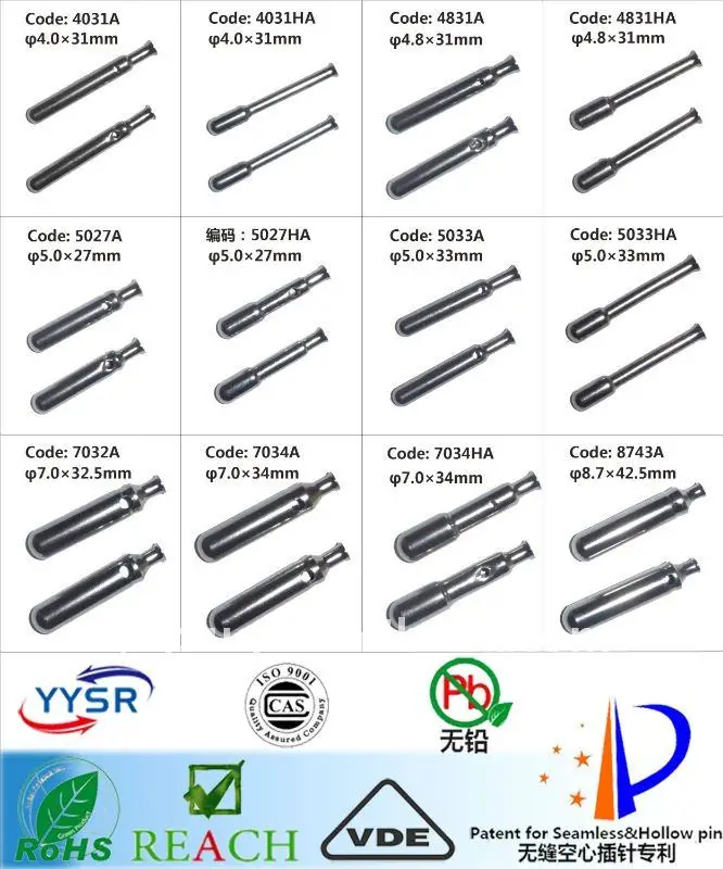 Massive production solid power brass plug insert hollow brass pin