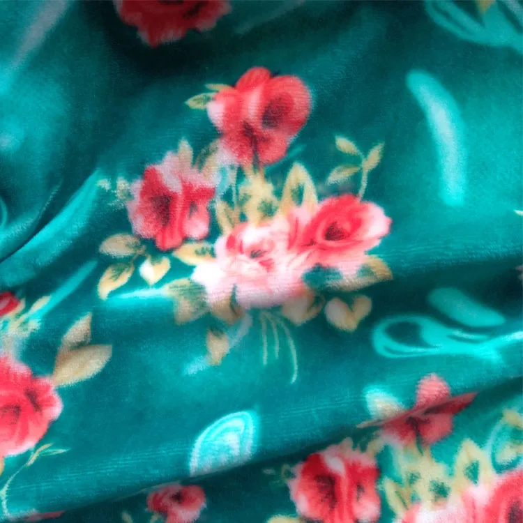
New design baby velvet fabric with soft and smooth handy feeling with quietly elegant flower pattern for blanket upholstery 