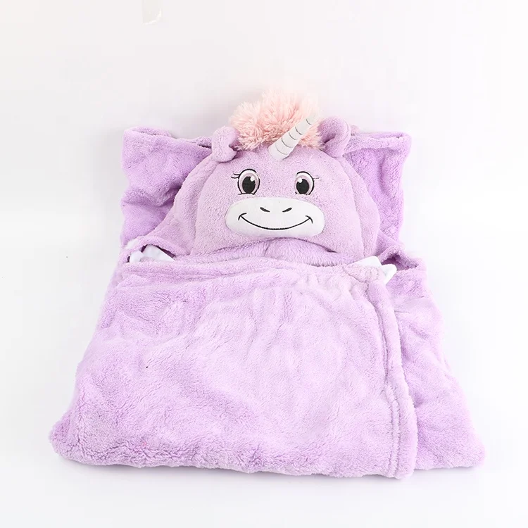 Comfortable Portable animal baby bath kids Hooded Blanket pig