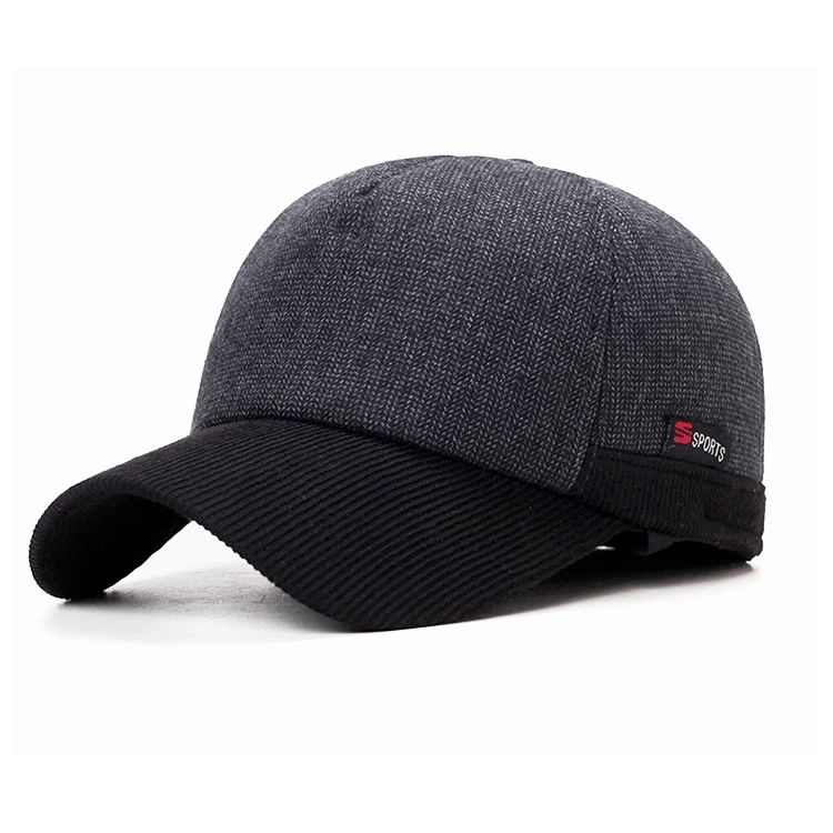 Wholesale High Quality 5 Panel Winter Custom Embroidery Plain Velvet Hat Suede  Baseball Cap With Ear Muff