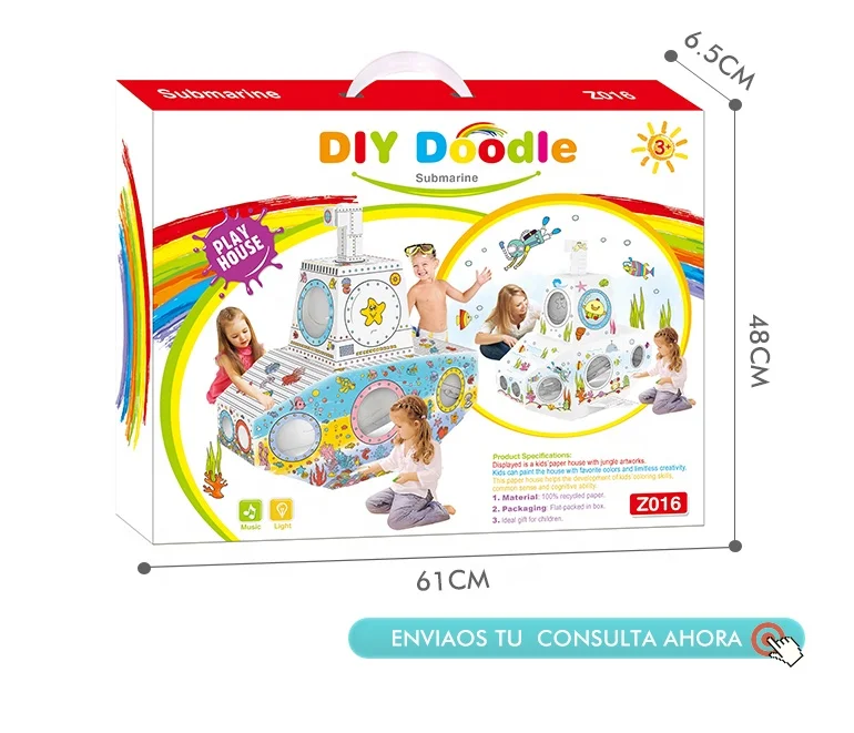 creative graffiti submarine model intelligent toy painting 3d graffiti coloring cardboard diy doolle toy for kids