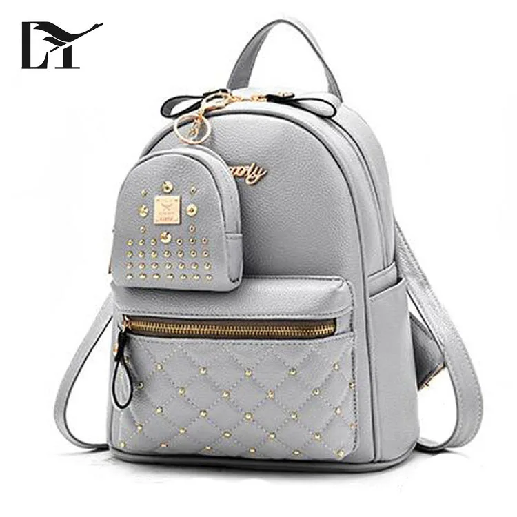 Bag Manufacturer China Hot Sale Gray Color Women Wash Leather Backpack For Young Girls