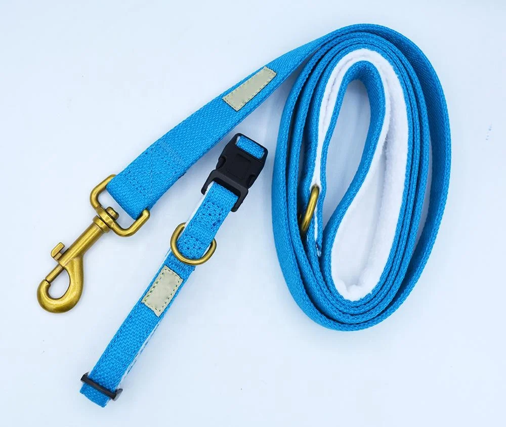 Hanyang OEM Custom Hemp Dog Accessories Manufacturer Premium Custom logo Hemp and Cotton  Dog Leash Dog Collar Set