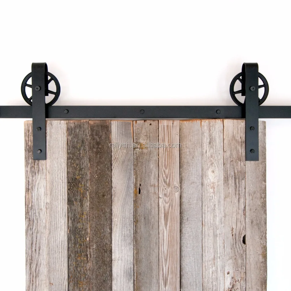 
6ft Vintage Strap Industrial Wheel Sliding Barn Wood Door Hardware Track Kit 