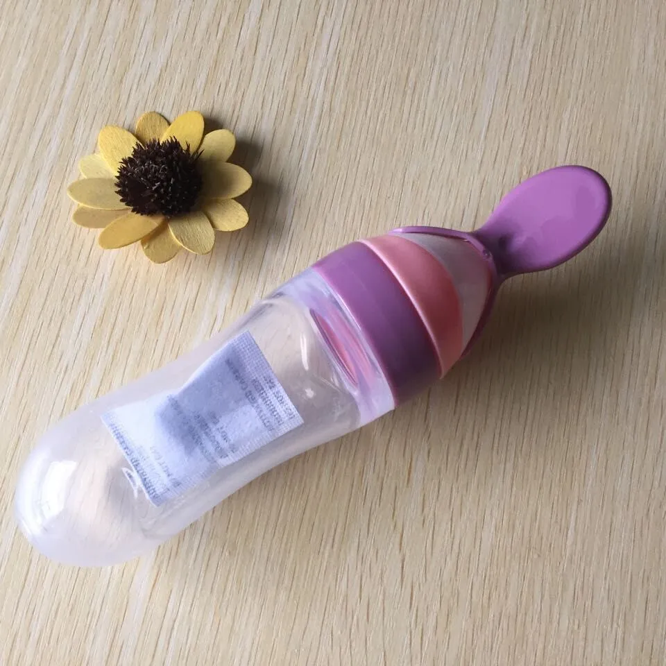 
Wholesale China Manufacturer Rice Paste Feeder Bottle Training Silicone Rice Paste Squeeze Spoon Press Baby Feeding Bottle 