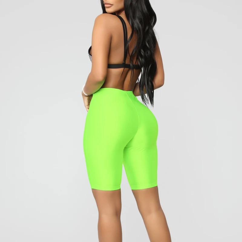 
High quality Lycra performance yoga biker neon women shorts 