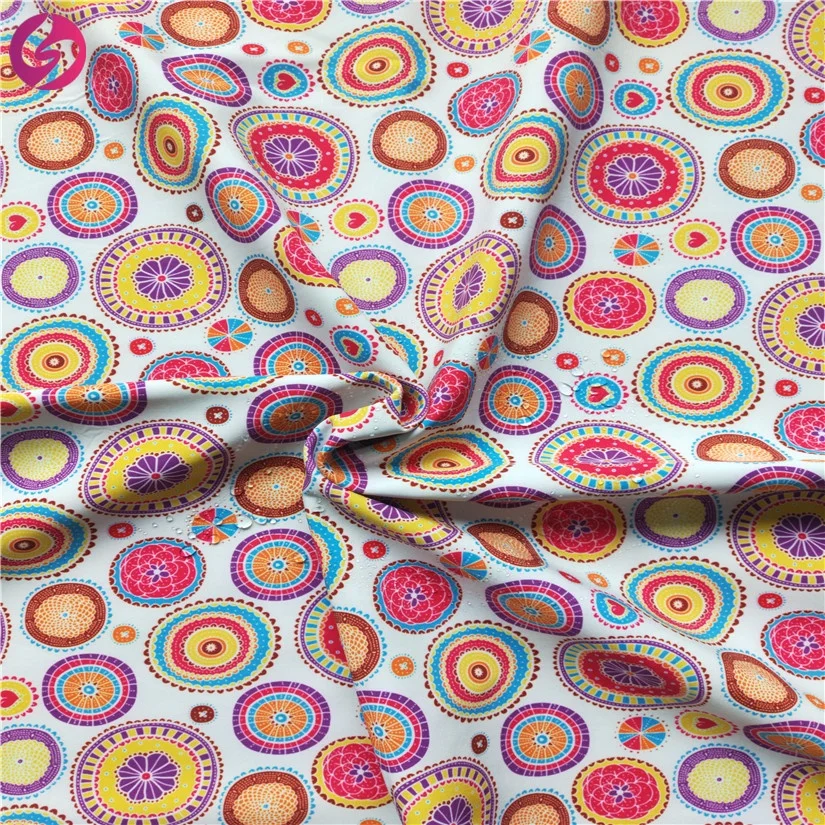 Small MOQ digital colorful circles printing child outwear 3 layer softshell fabric