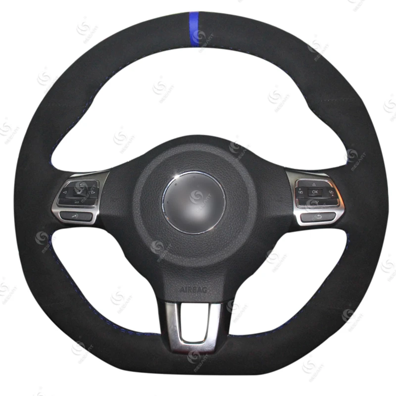 Hand Sewing Soft Suede Steering Wheel Cover for Volkswagen Golf 6 GTI MK6 VW Polo GTI Scirocco R Passat CC R-Line 2010