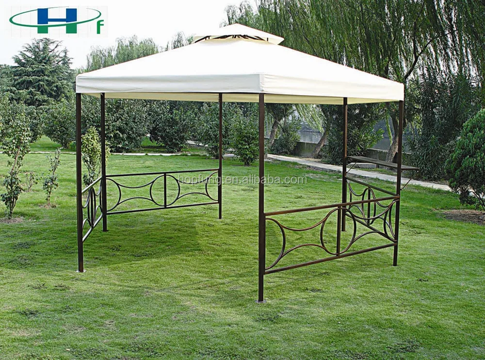 2x2x2m garden steel frame pavillion double roof hexagonal gazebo