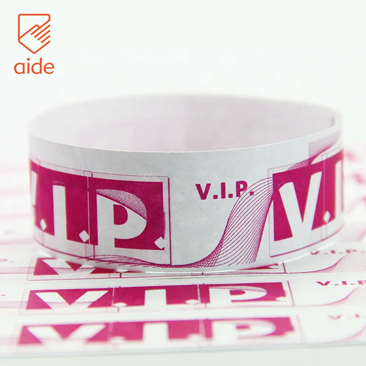 Wholesale Security Disposable Cheap Full Color Event Party VIP Custom Wrist band Entry Adhesive Tyvek Paper Wristband Ticket