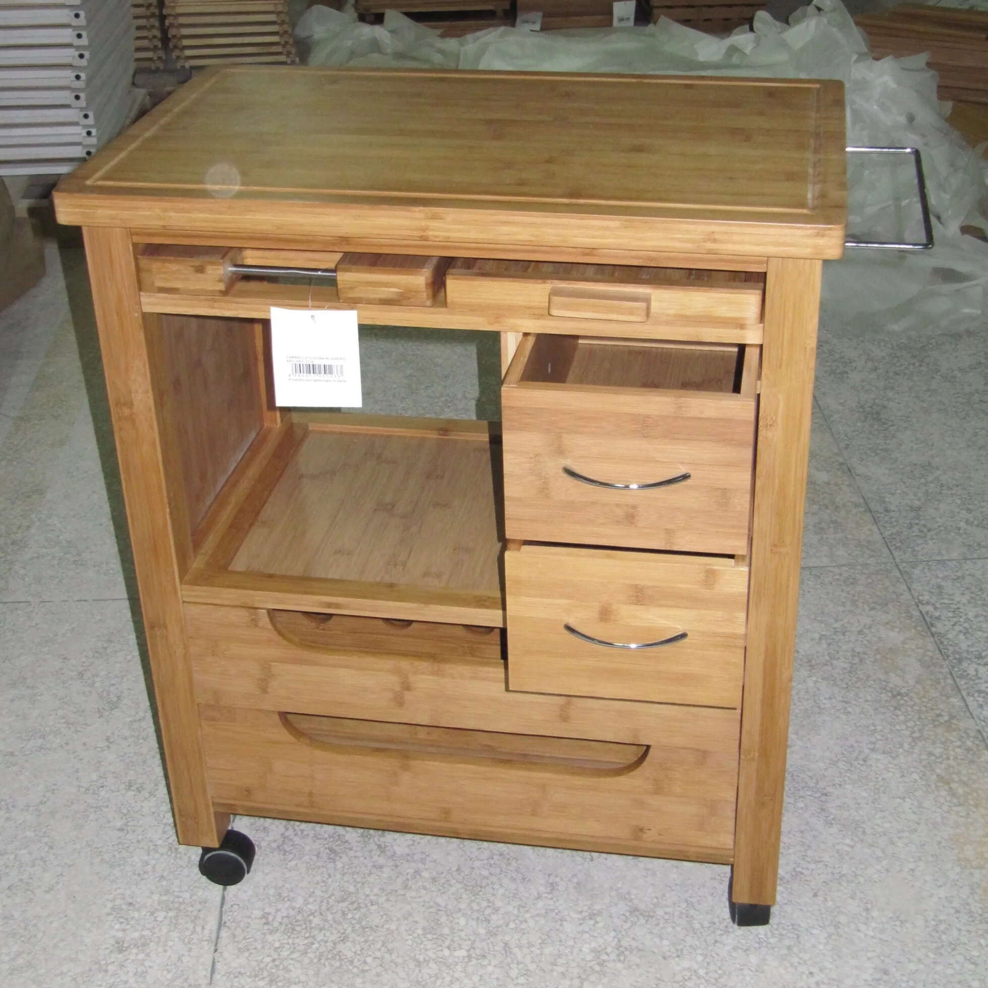 wooden kitchen island on wheels HX1-3467