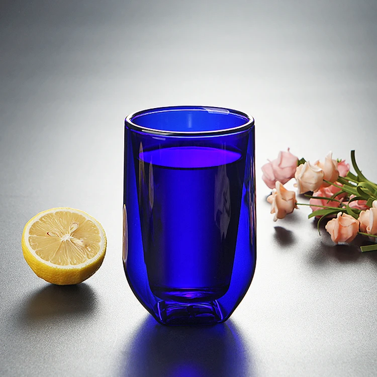 heat resistant glassware blue glass tumblers wholesale