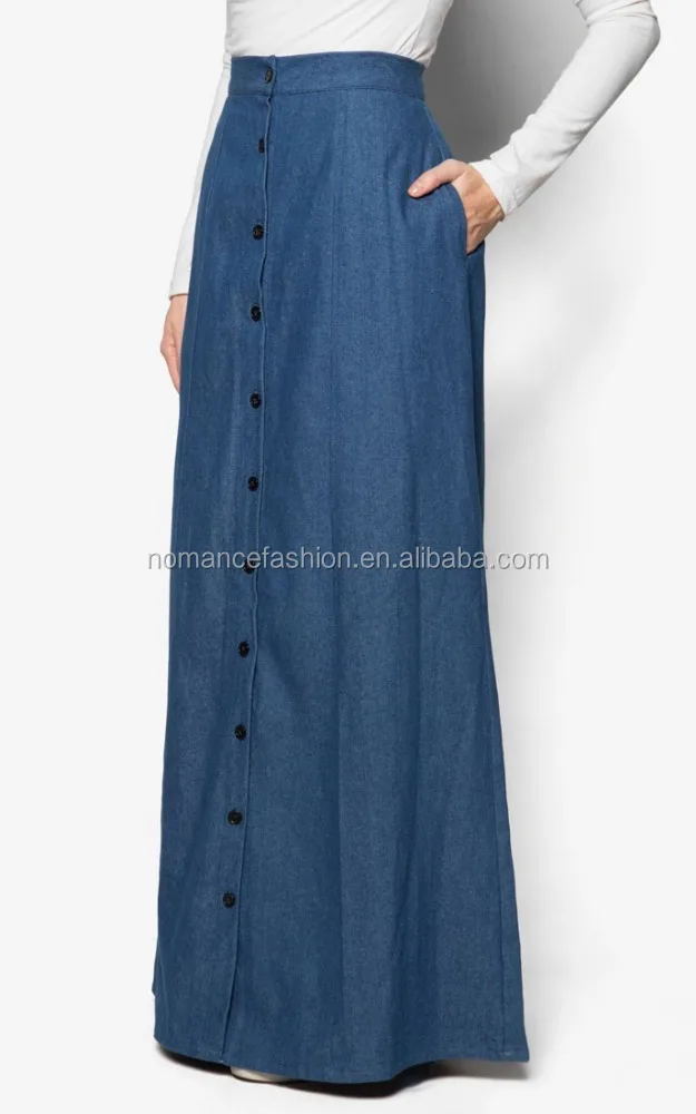 Button Down long maxi skirt womens