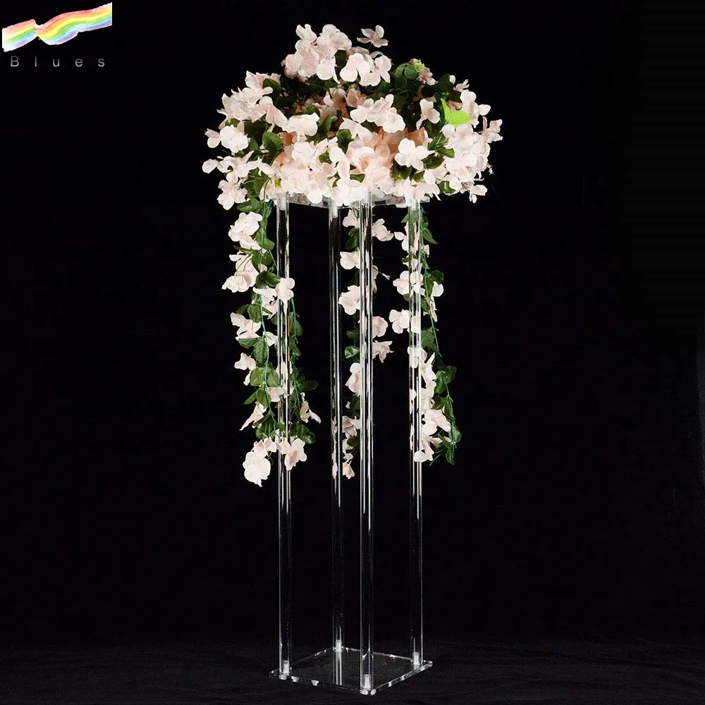 High Quality Transparent Clear Flower Stand Acrylic Column Event Aisle Decor Pillar Wedding Table Centerpiece