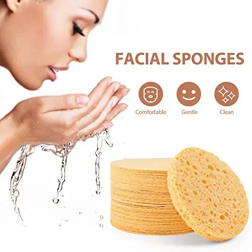 Natural Soft Round Wood pulp Compressed Cellulose Facial Cleaning Sponges