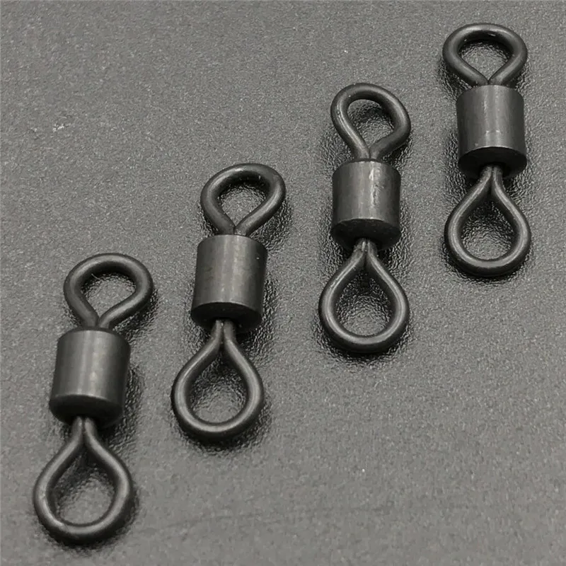 carp fishing accessories size 8 Rolling swivels matte black color for hook rigs