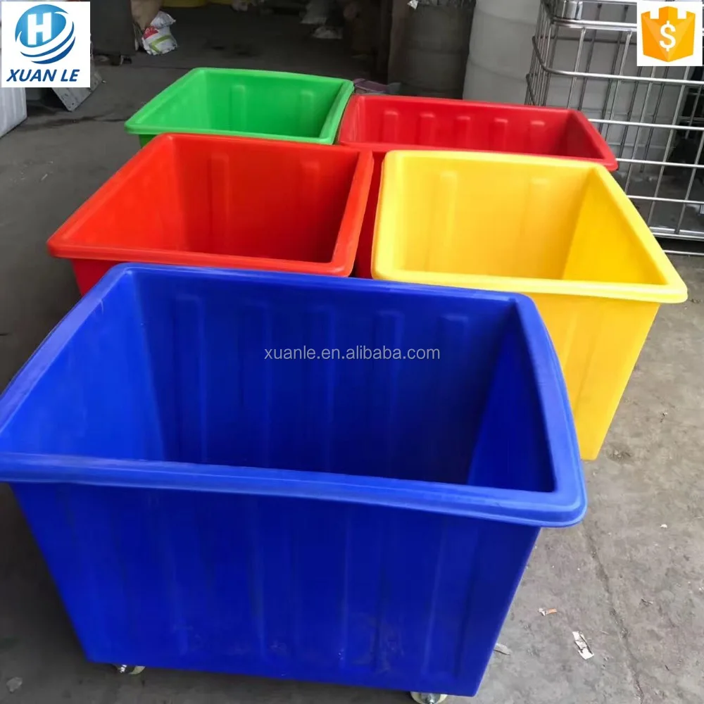 500liter industrial plastic trolley carts with four wheel and frame for transfer