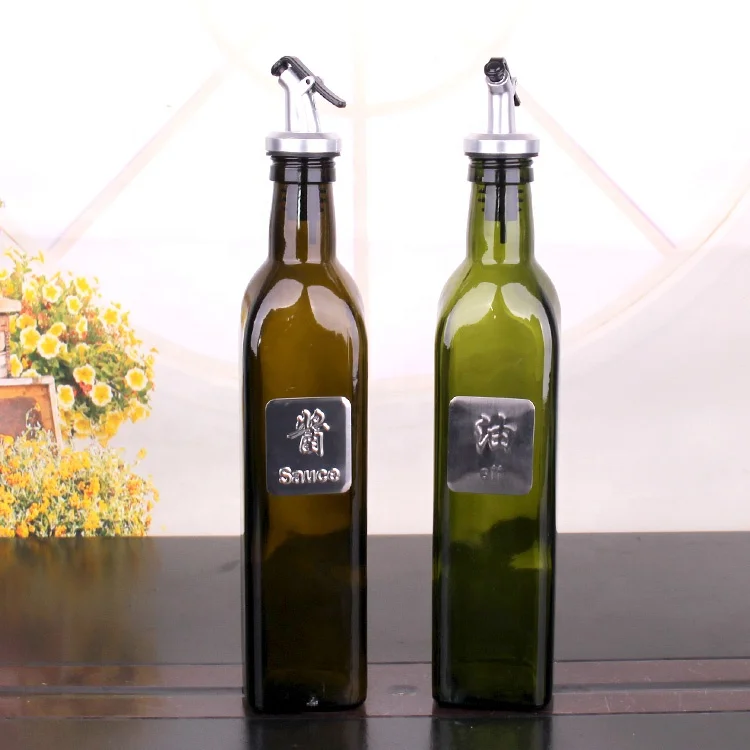 17OZ Automatic open edible oilcan olive oil edible oiler cooking oil glass bottles