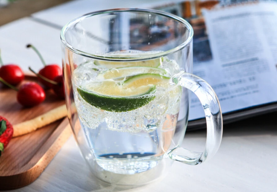 250/350/450ml double wall borosilicate glass coffee mug