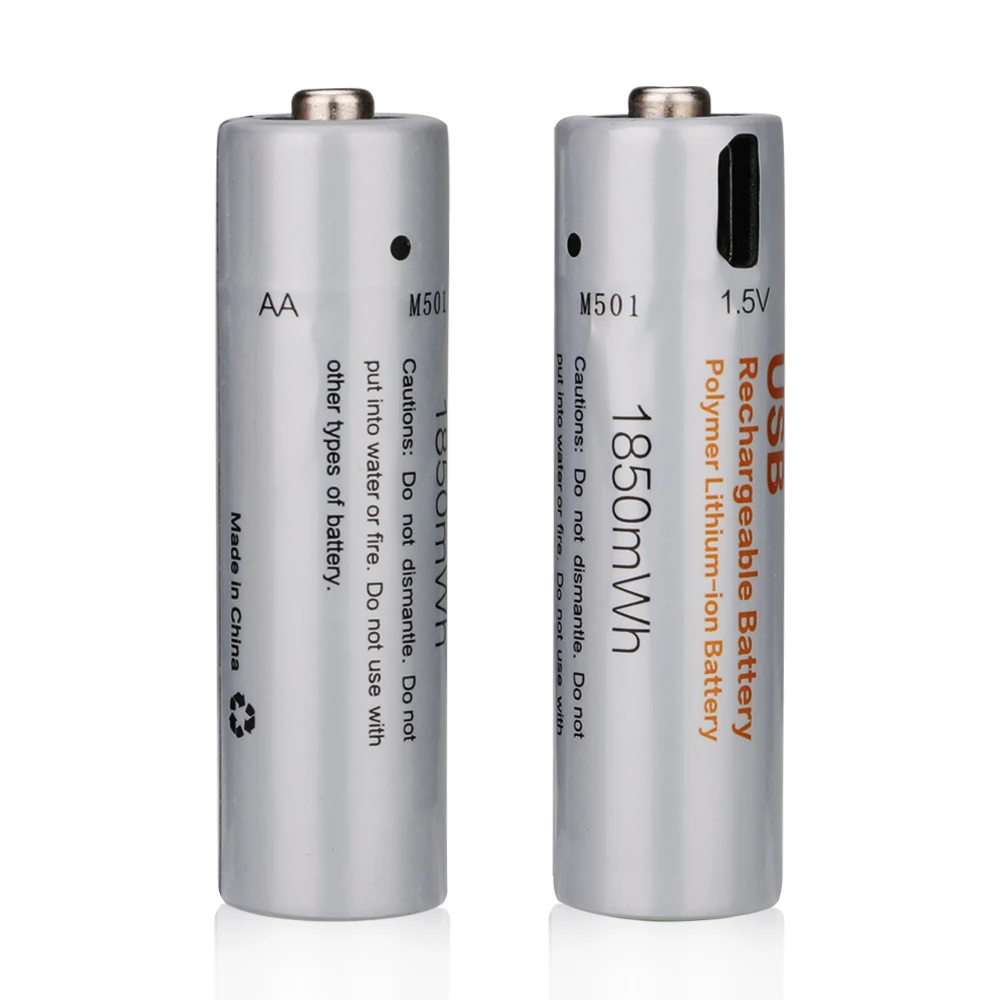 14500 Rechargeable Lithium Ion Battery 1200mAh 1850mAh Micro USB 1.5V Batteries