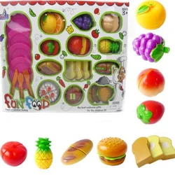 Plastic Cutting Toys Fruit Kids Pretend Play Kitchen Toys Sets with Accessories and Knives