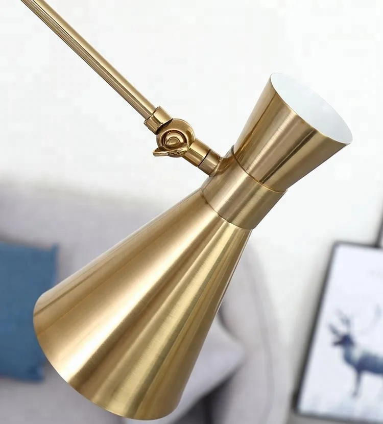 
modern graceful decorative golden metal LED floor lighting with marble holder 