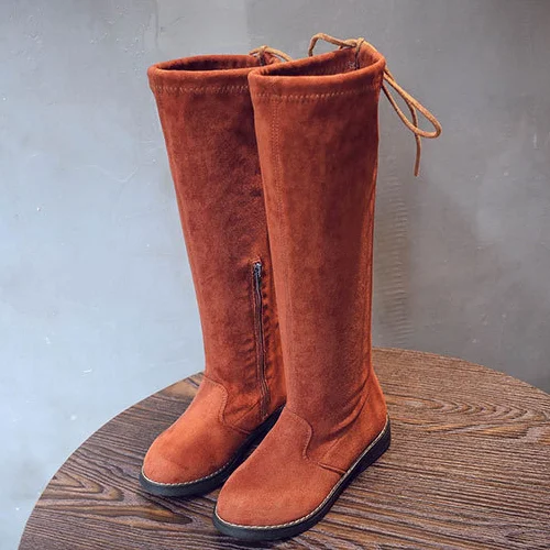 
YY10113S Latest design winter season kids tall black long boot girls knee high leather boots 