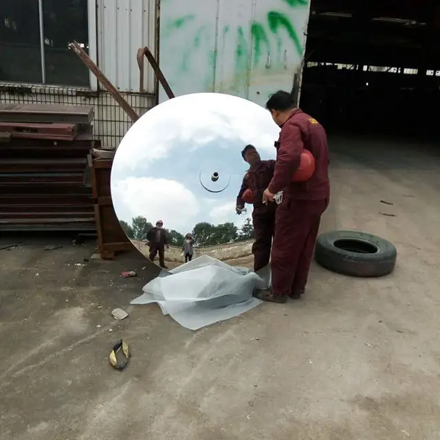 Modern wall art concave dish mirror polished garden statue home decoration window display metal craft sculpture factory supply