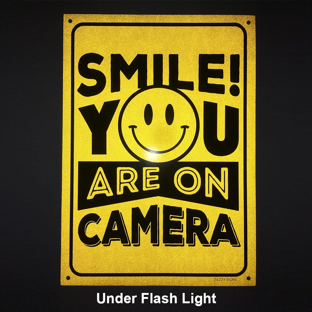Reflective Printable Metal Security Notice CCTV Video Recorded Smile You Are On Camera Warning Signs Board