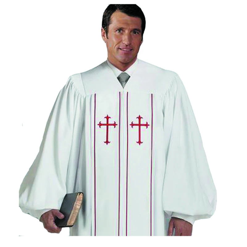 
High quality long church gown white catholic church robes 