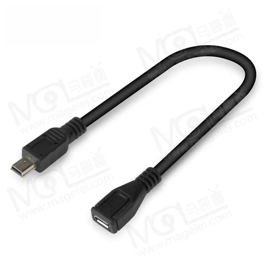 Wholesale usb2.0 mini to micro male to female cable black usb cable  V3/V8/Mini BF data cable