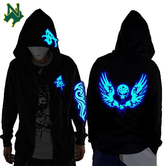 Wholesale Glow In The Dark Skeleton Hoodie Easy Halloween Custom Black Solid Color Plain Hoodies Young Sweatshirt Hoody Jacket