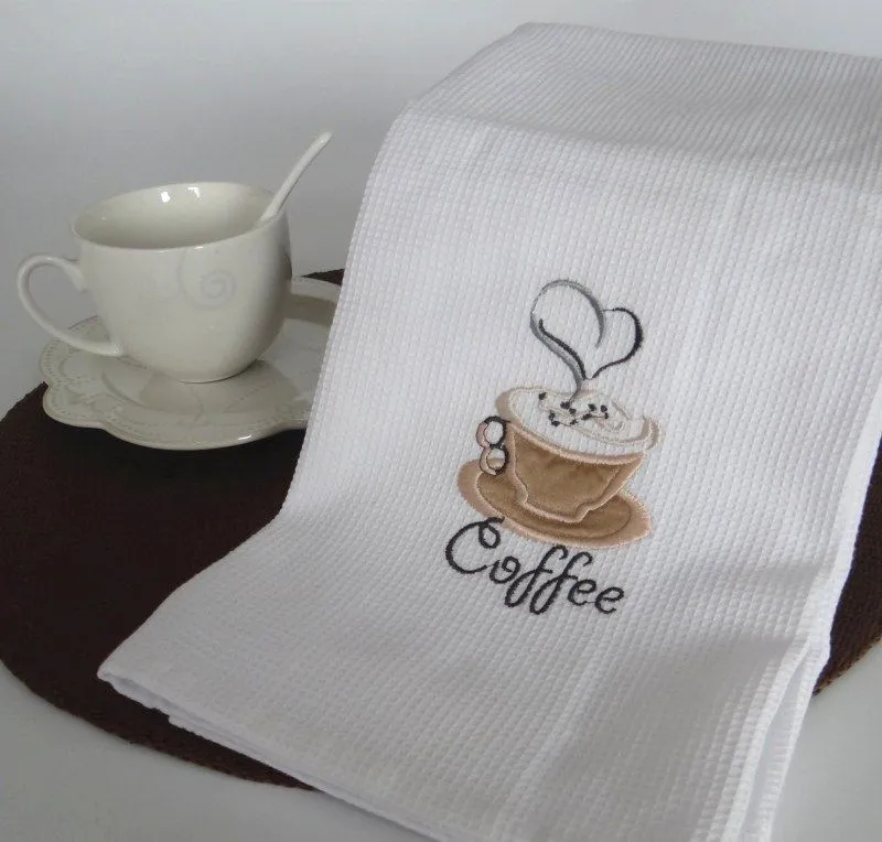 High Quality Custom White Waffle Embroidery Hotel Kitchen Towel Table Napkin
