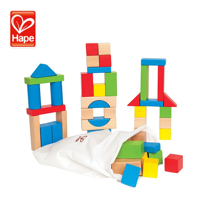 Hape Развивающие геометрической формы построить замок деревянные блоки игрушки построить